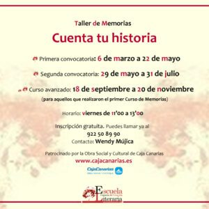 Cartel del taller de memorias, cuenta tu historia