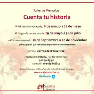 Curso de Memorias, cuenta tu historia. Escuela Literaria y CajaCanarias.